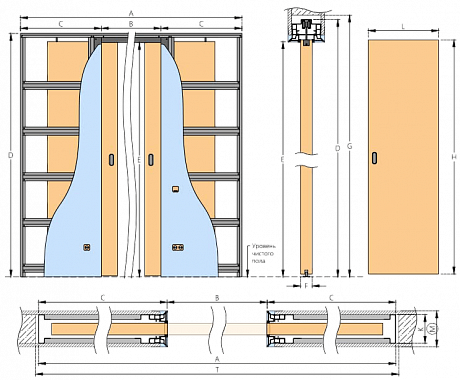Пенал PENALBOX Double Lux/Plaster ширина 900+900 мм